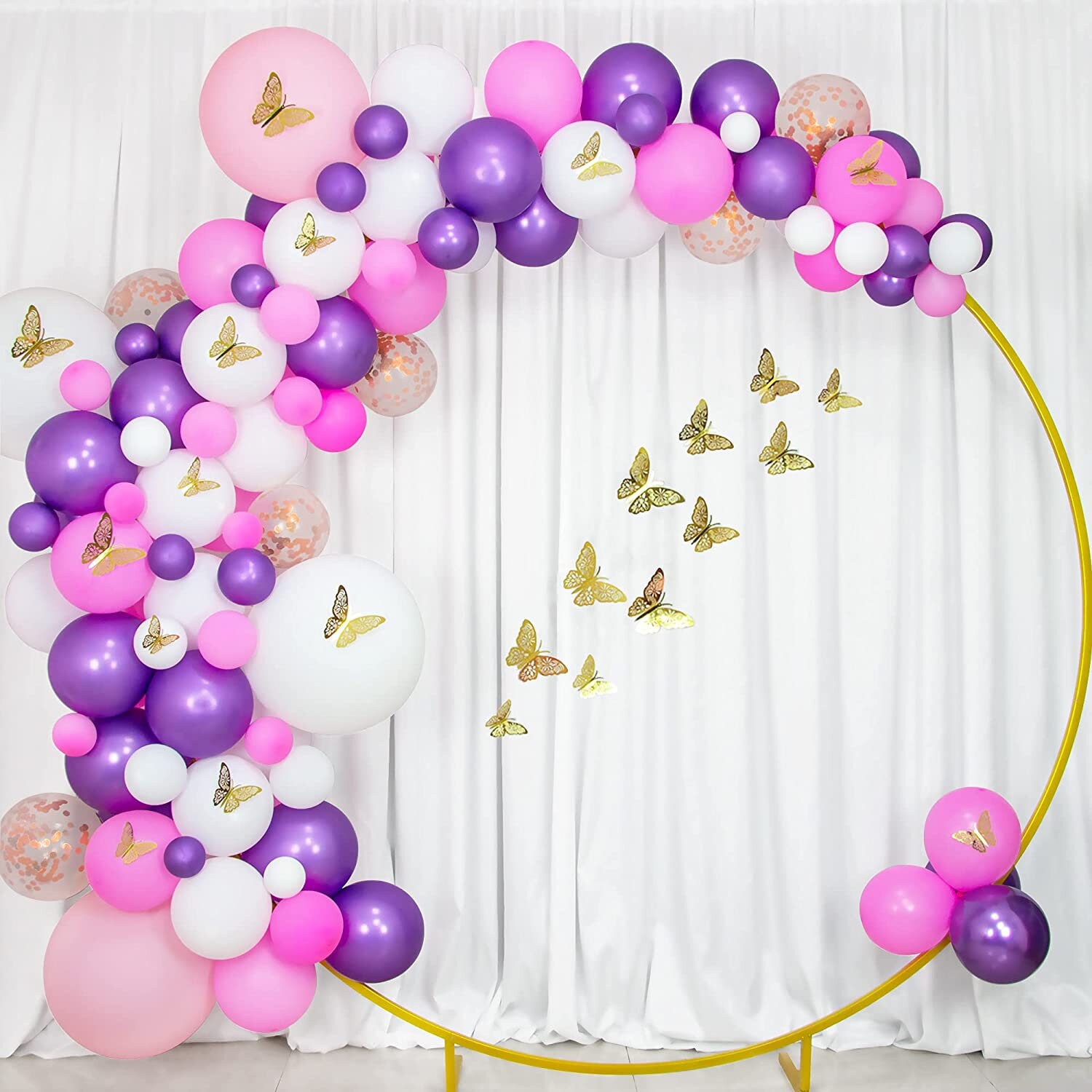 132PCS White Pink Purple Balloons Garland Arch Kit With Etsy