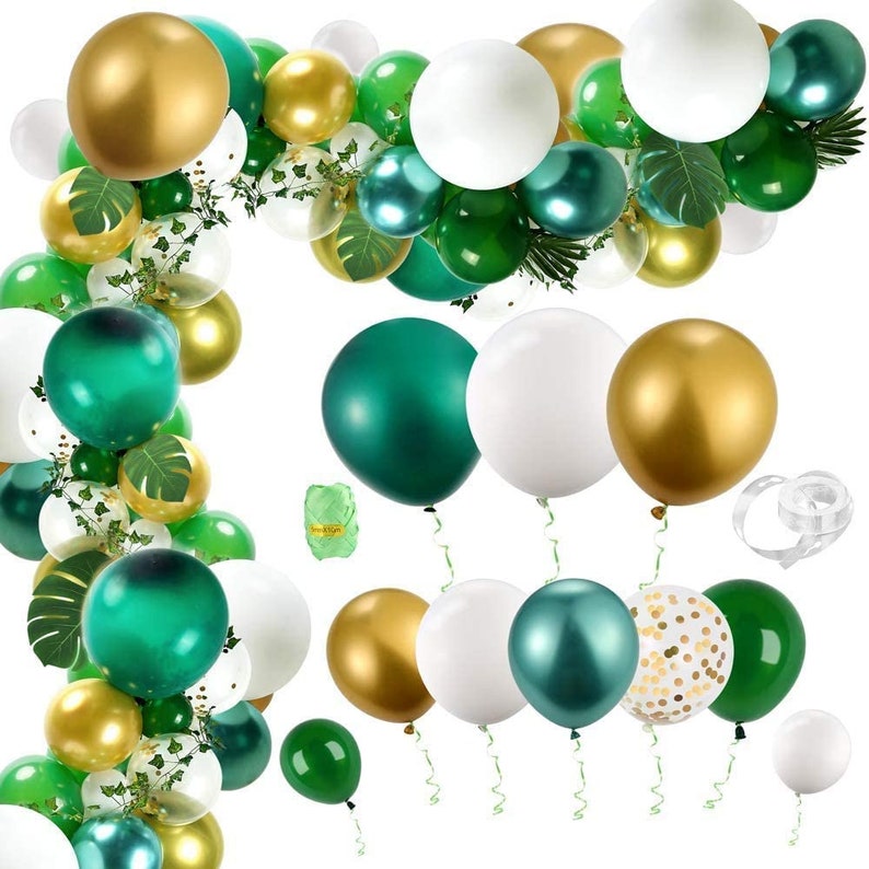 Ivy Vines and Balloon Strip 123 Pieces Jungle Safari Balloons Garland Arch Kit with Palm Leaves Tropical Party Decorations Anniversary