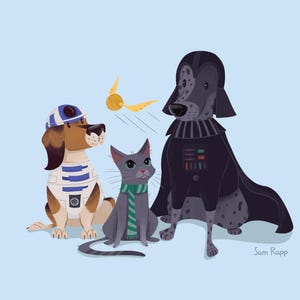Custom Pet Illustration - 3-4 Pets