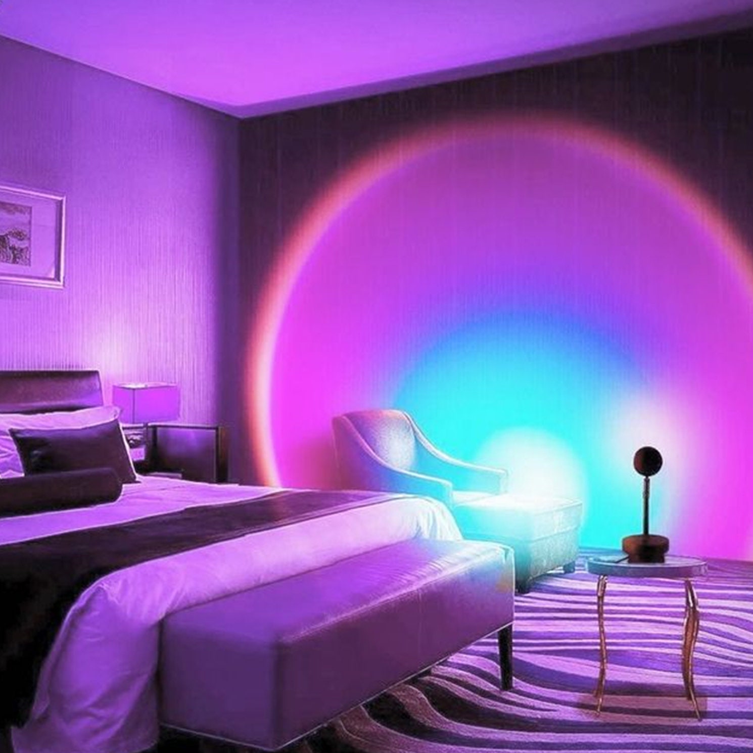 Sunset Lamp Rainbow Sunset Red Projector Led Night Light Sun Etsy