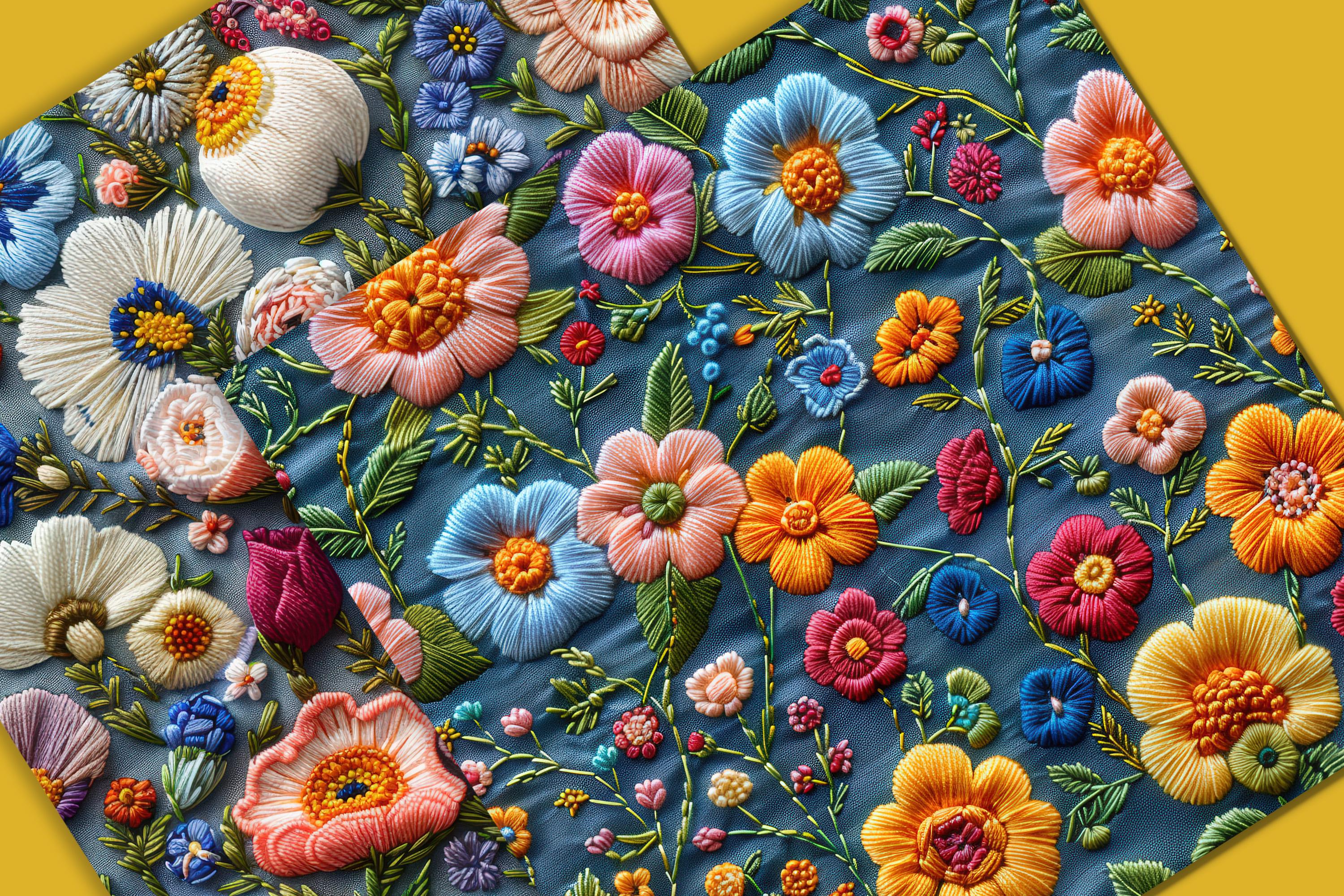 Stumpwork Flowers Embroidery Pattern | 3D Stitched Floral Texture | 3d ...