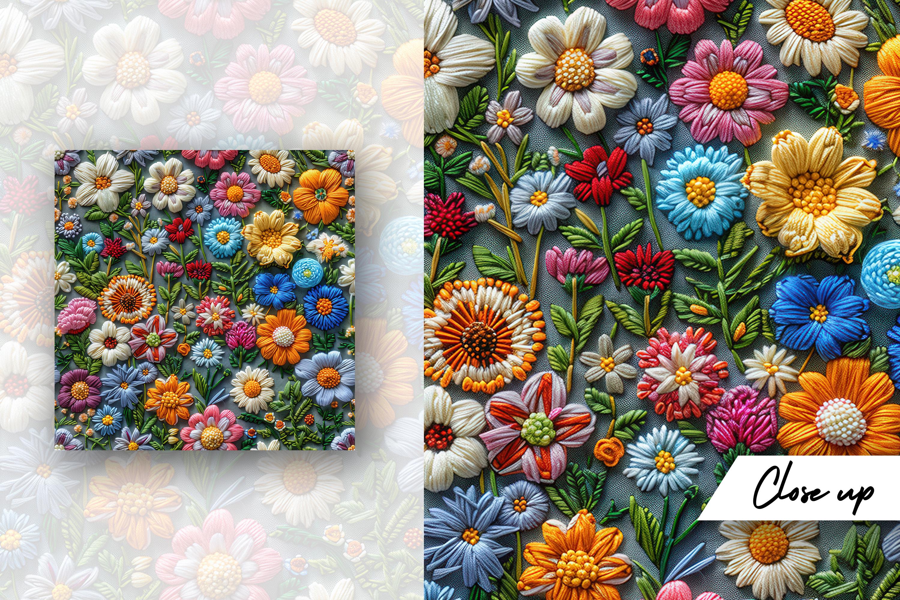 Stumpwork Flowers Embroidery Pattern | 3D Stitched Floral Texture | 3d ...