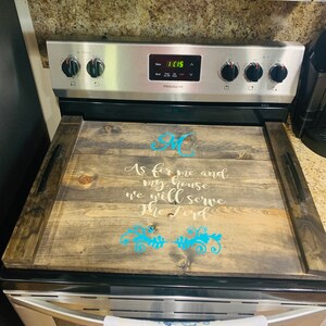 Stove top cover wood noodle board-electric stove cover kitchen decor wood cooktop stained wood stove top cover for flat top or burners image 5