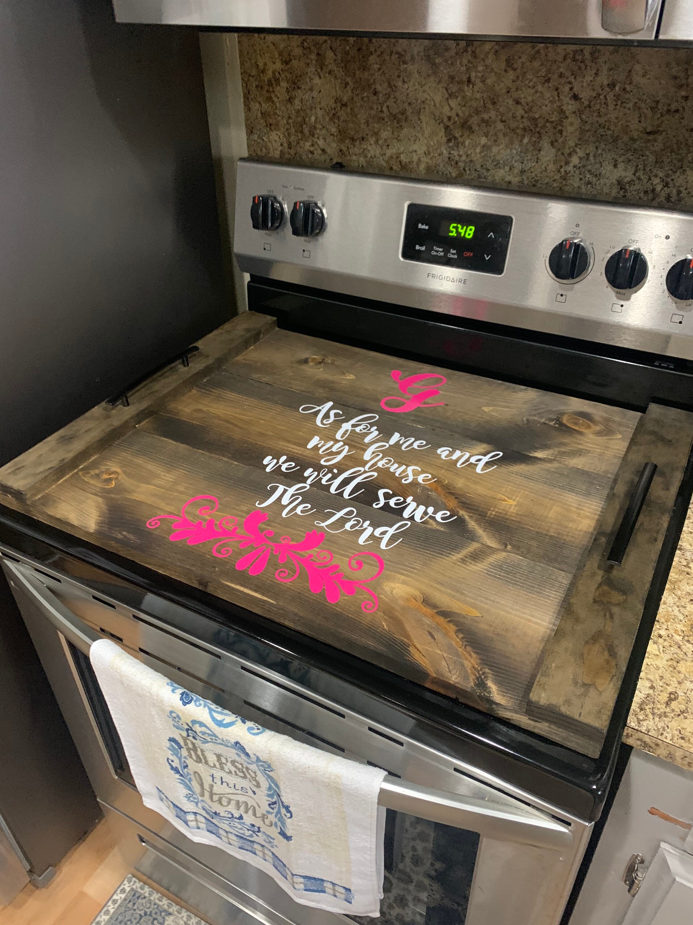 Stove Top Cover Wood Noodle Boardelectric Stove Cover Etsy