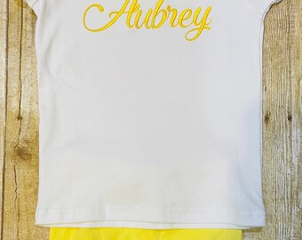 Girls/baby puff sleeve monogram  shirt