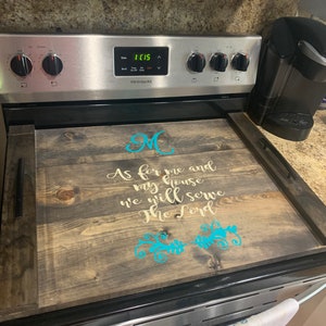 Stove top cover wood noodle board-electric stove cover kitchen decor wood cooktop stained wood stove top cover for flat top or burners image 4