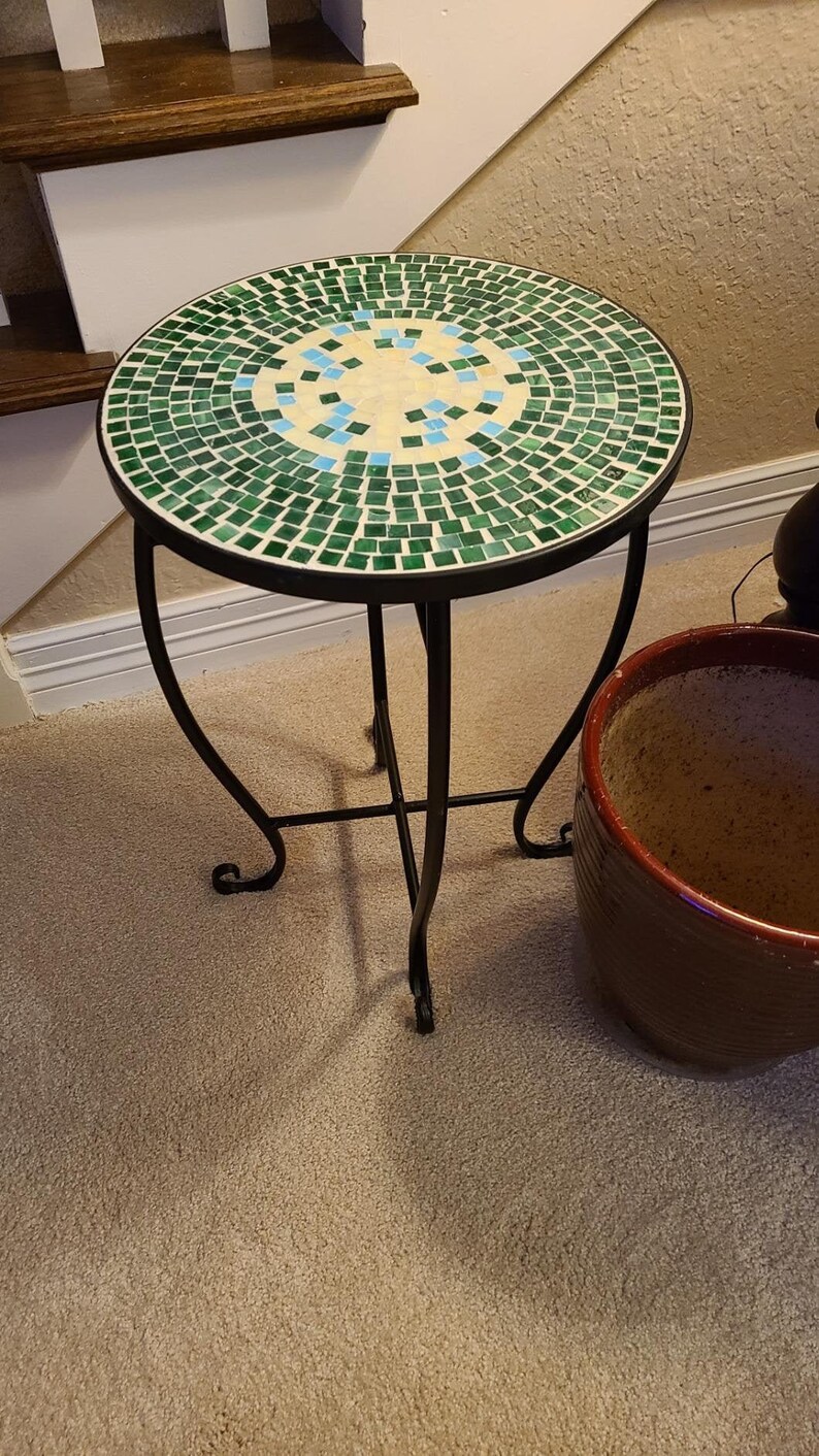 Mosaic Accent Table Round Side Table End Table for Patrio Etsy