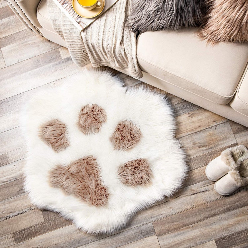 Soft Fluffy Faux Fur Area Rug Cat Paw Faux Sheepskin Fuzzy Etsy