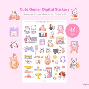 Cute Gamer Digital Stickers | Gaming GoodNotes Stickers | Game Controller Sticker Pack | Game Time Planner Sticker Set | Video Game Stickers
