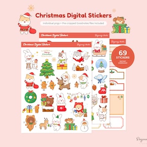 Cute Christmas Digital Planner Stickers, Winter Holidays GoodNotes Sticker, Christmas Tree, Gingerbread, Character Sticker, Seasonal Sticker