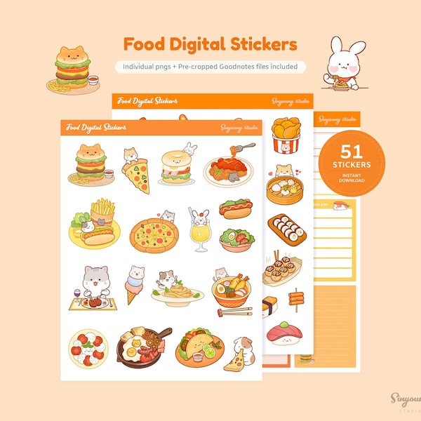 Digital Goodnotes Food Stickers Etsy