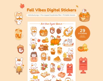 Cute Fall Vibes Stickers for Digital Planner | Cozy Autumn-themed ...