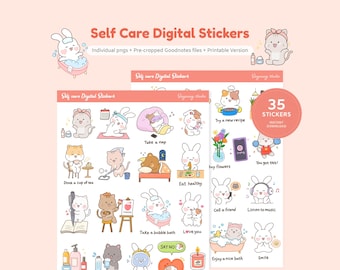 Cute Self Care GoodNotes Stickers, Skincare Digital Planner Stickers | Hand drawn Self Love Icons, Mental Health, Daily Routine, Notability