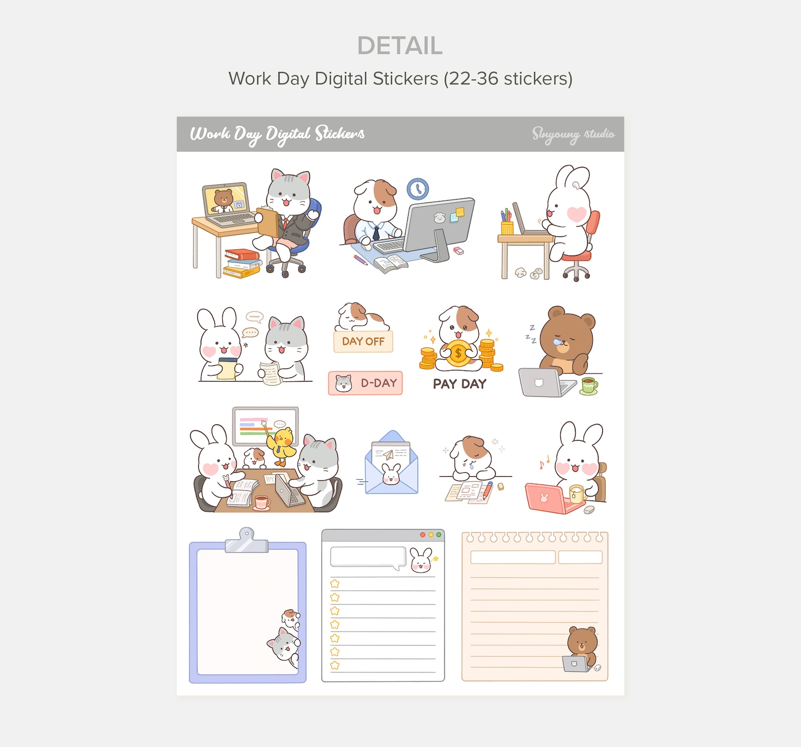 Cute Work Day Stickers for Digital Planner | Office Work Goodnotes ...