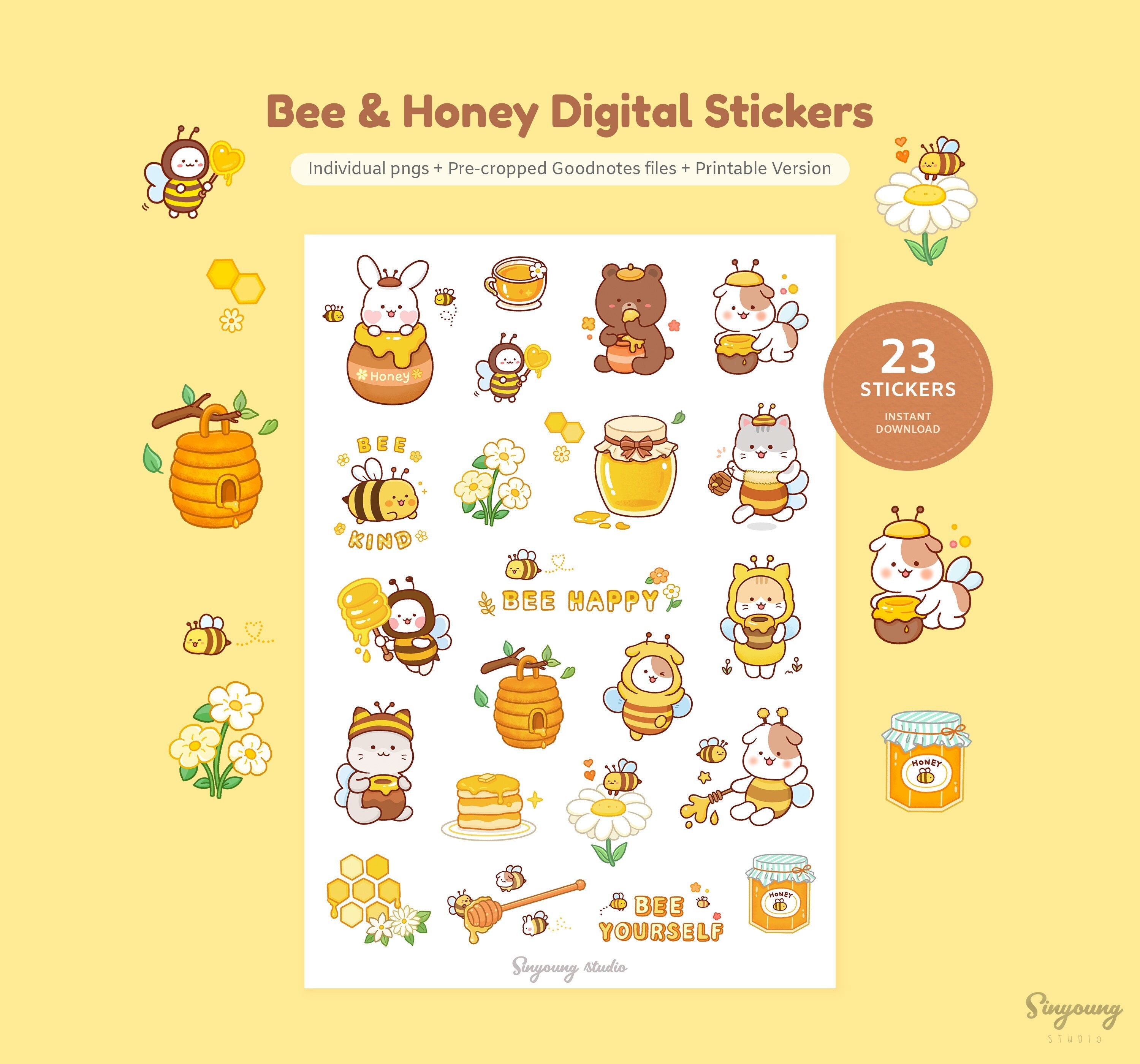Kawaii Kpop Toploader Deco Stickers, Pixel Bunny Stickers, Tulip Honey Bee  Stickers, Heart Lock Key Stickers, Picnic Tea Time Sticker Sheet 