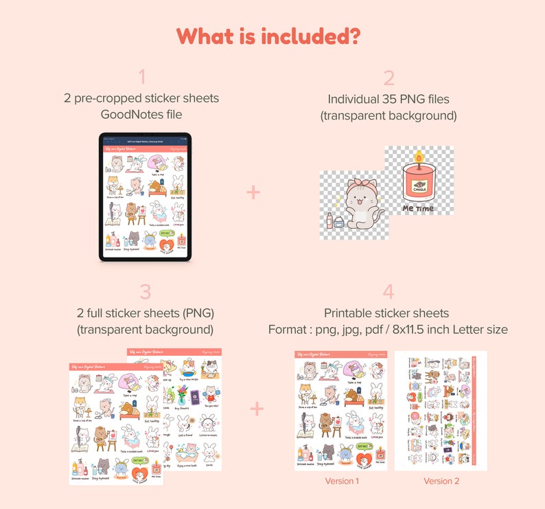 Cute Self Care Goodnotes Stickers, Skincare Digital Planner Stickers ...