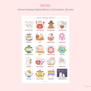 Cute Annual Holidays Calendar Stickers | Global Holiday Set Goodnotes ...