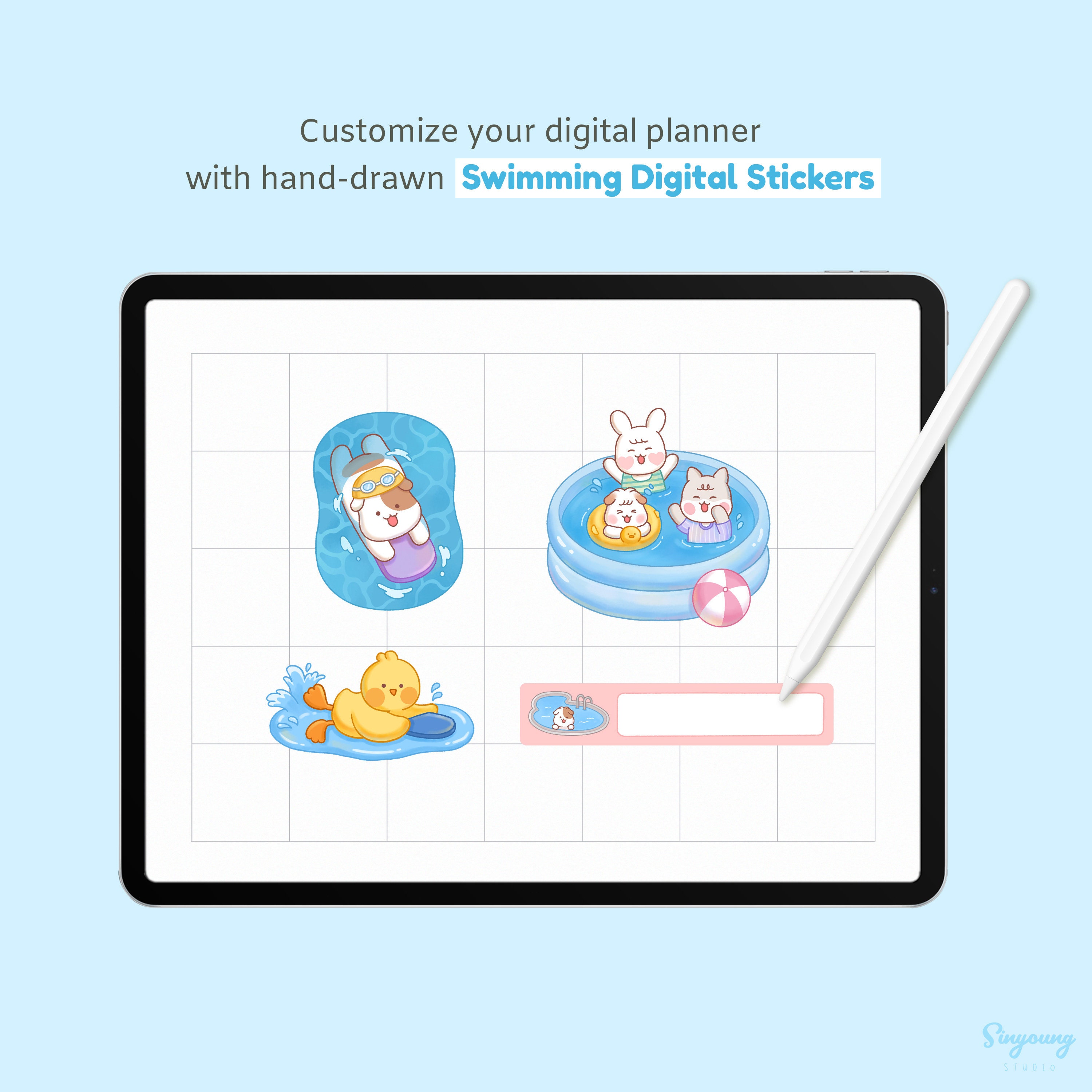 Cute Swimming Stickers for Digital Planner | Swimming Day Goodnotes ...