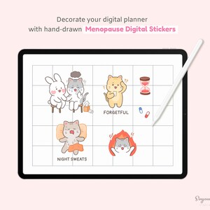 Cute Menopause Symptoms Digital Stickers | Forgetful, Grumpy, Sweaty ...