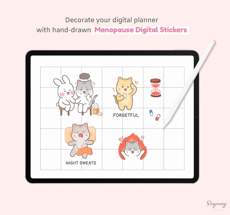 Cute Menopause Symptoms Digital Stickers Grumpy Etsy