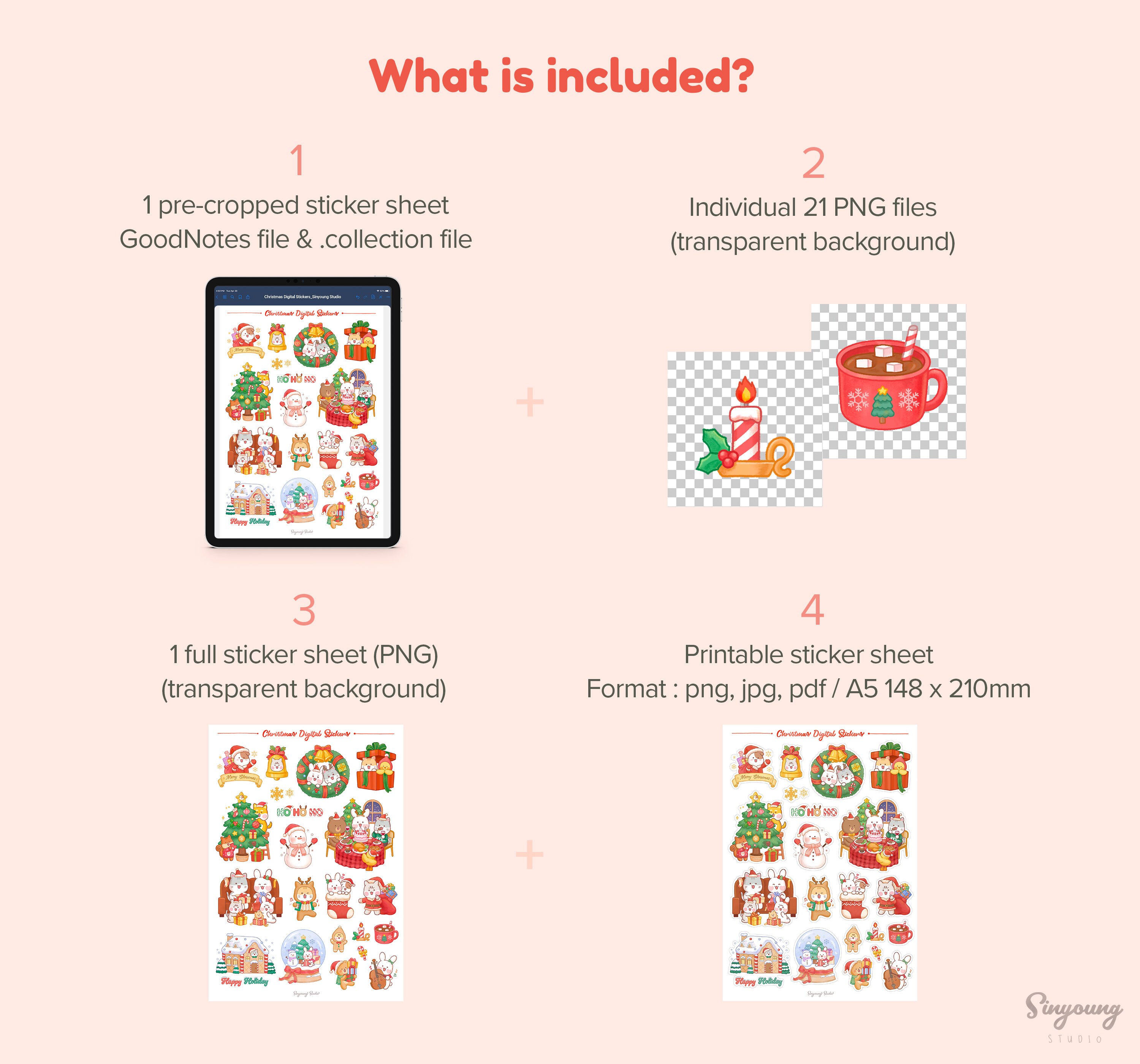 Cute Merry Christmas Stickers for Digital Planner | Happy Holidays ...