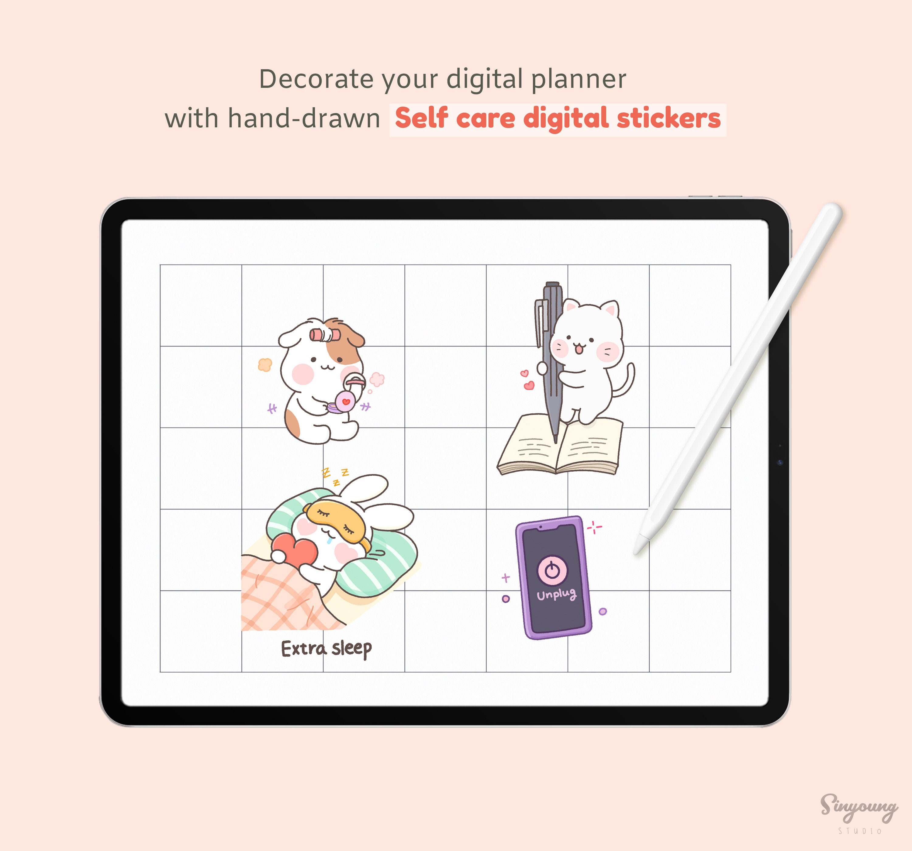 Cute Self Care Goodnotes Stickers, Skincare Digital Planner Stickers ...