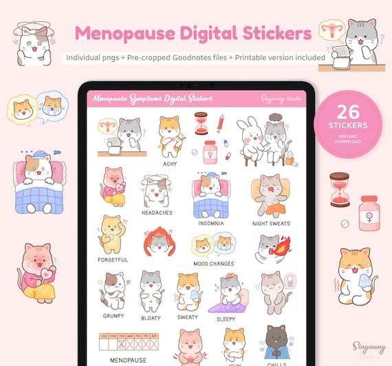 Cute Menopause Symptoms Digital Stickers Grumpy Etsy