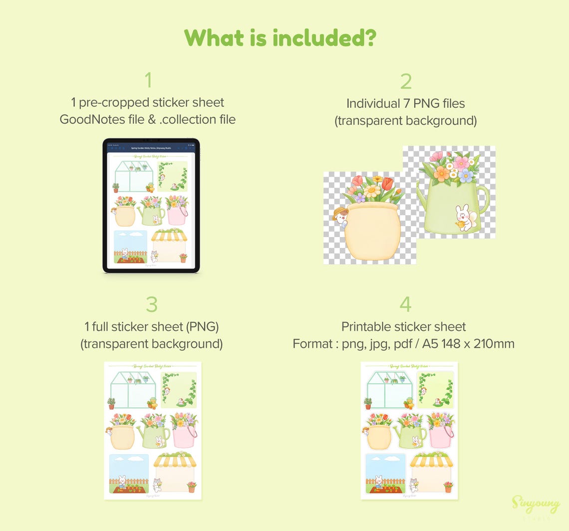 Cute Spring Garden Digital Sticky Notes | Gardening Goodnotes Stickers ...