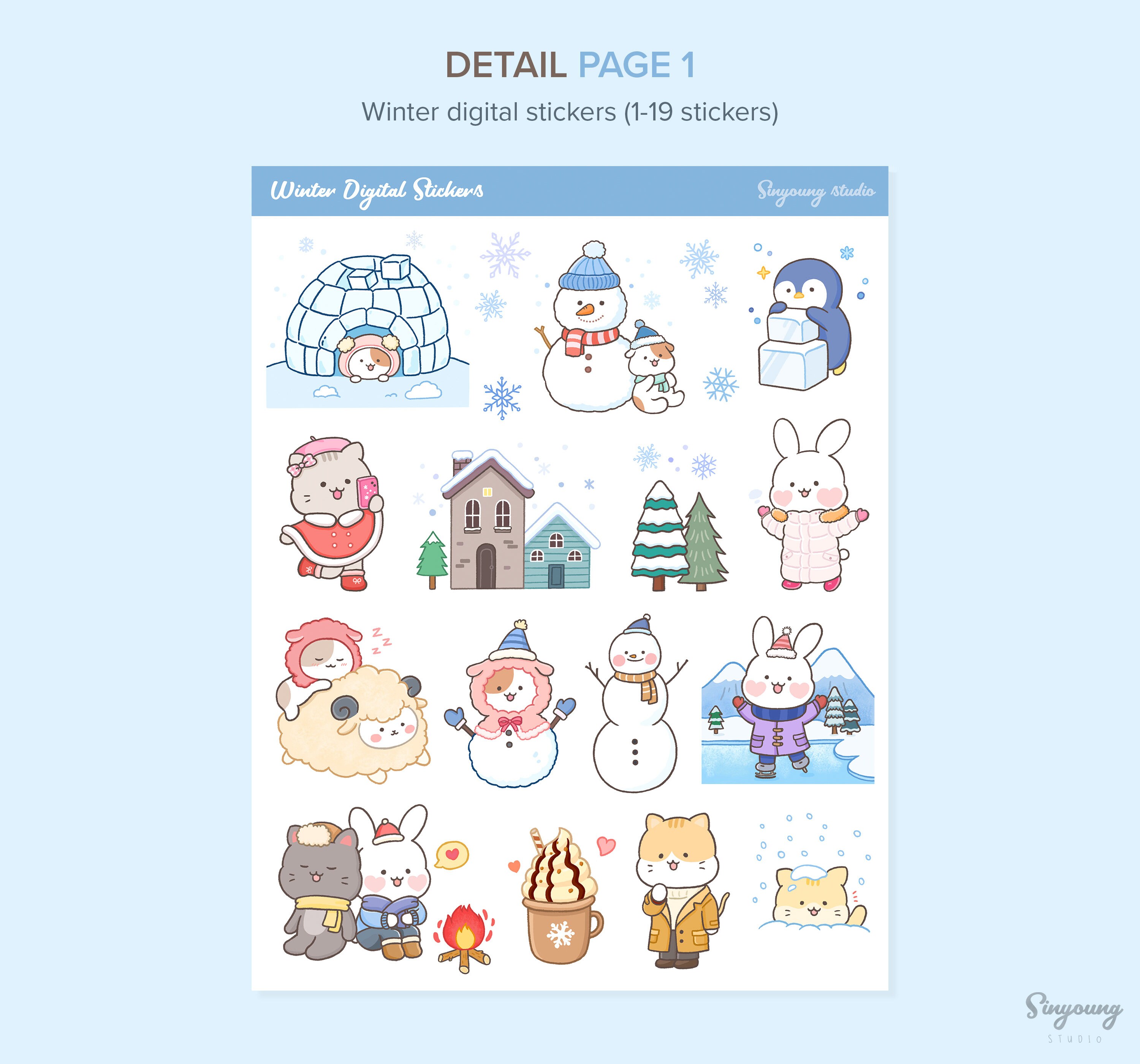 Cute Winter Digital Planner Stickers, Seasonal Goodnotes Sticker Sheet ...