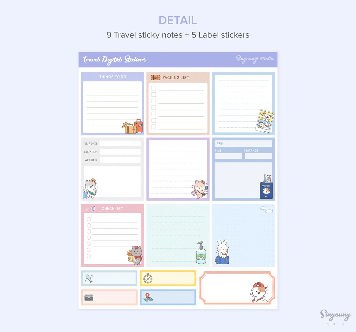 Cute Travel Digital Planner Stickers | Holiday Travel Goodnotes ...