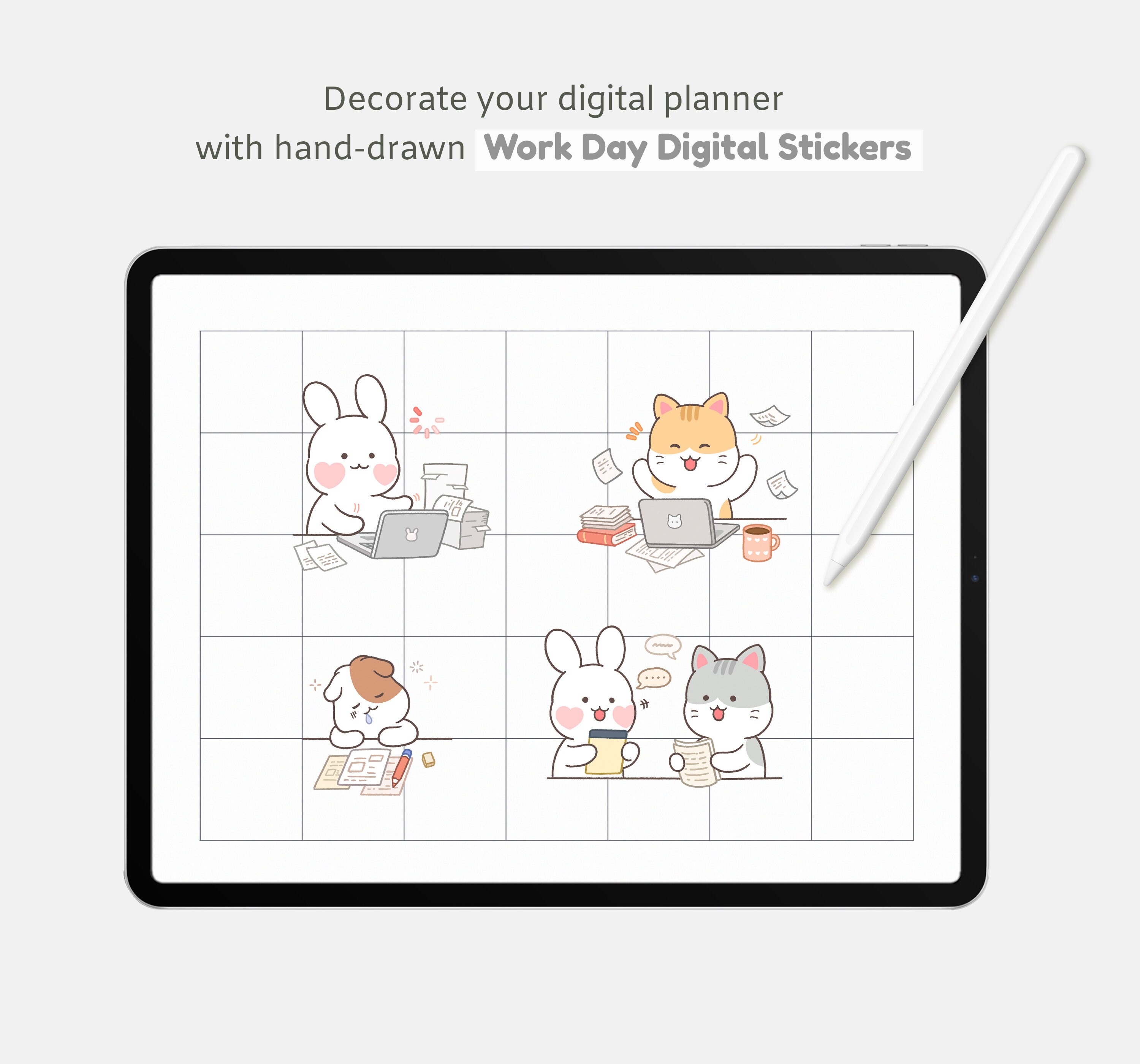 Cute Work Day Stickers for Digital Planner | Office Work Goodnotes ...