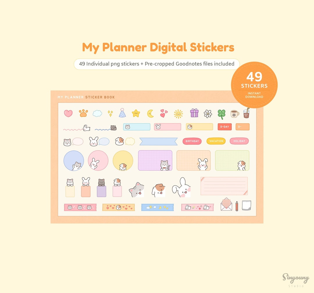 Cute My Planner Digital Stickers for Goodnotes | Hand Drawn Character ...