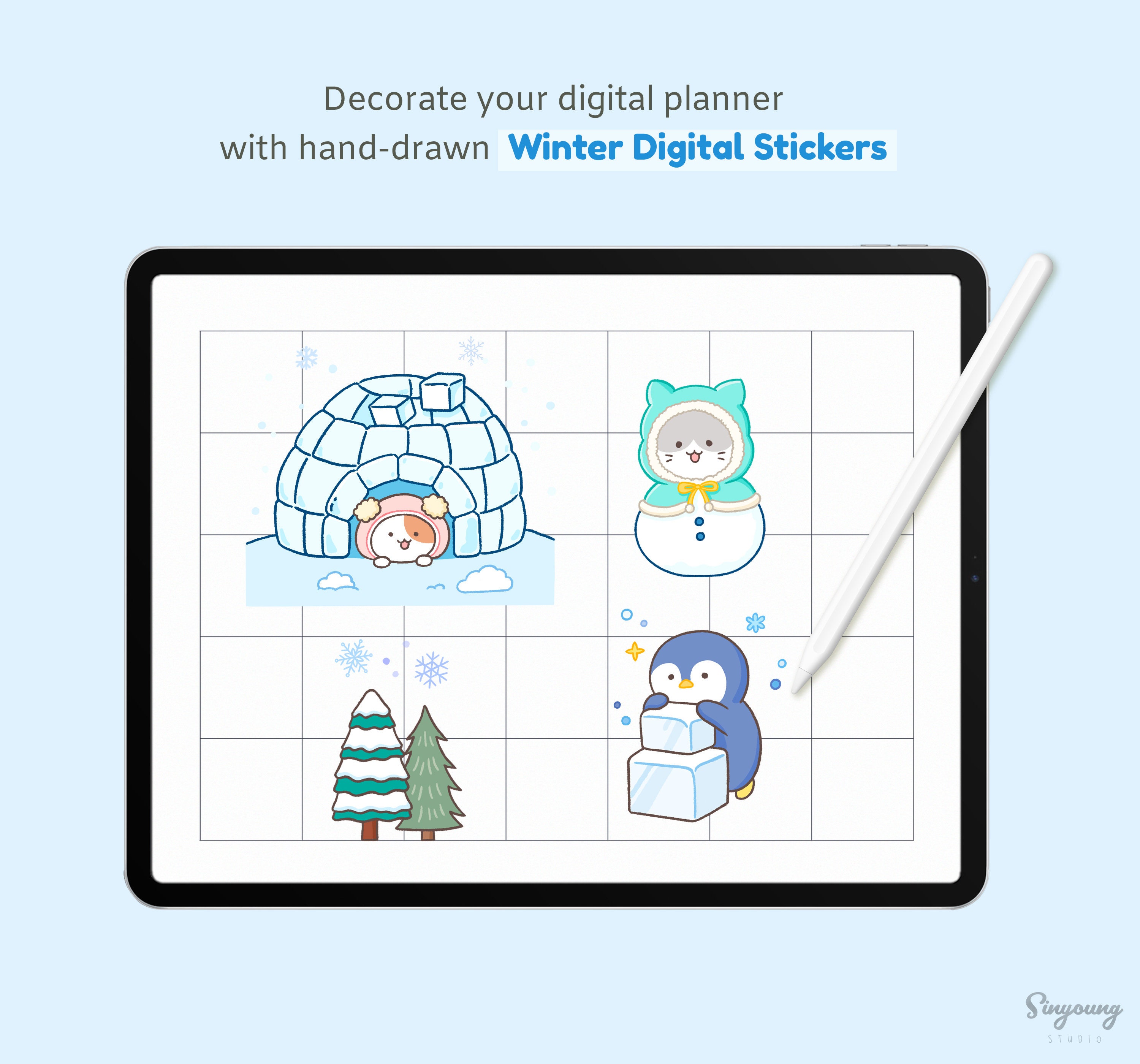 Cute Winter Digital Planner Stickers, Seasonal Goodnotes Sticker Sheet ...