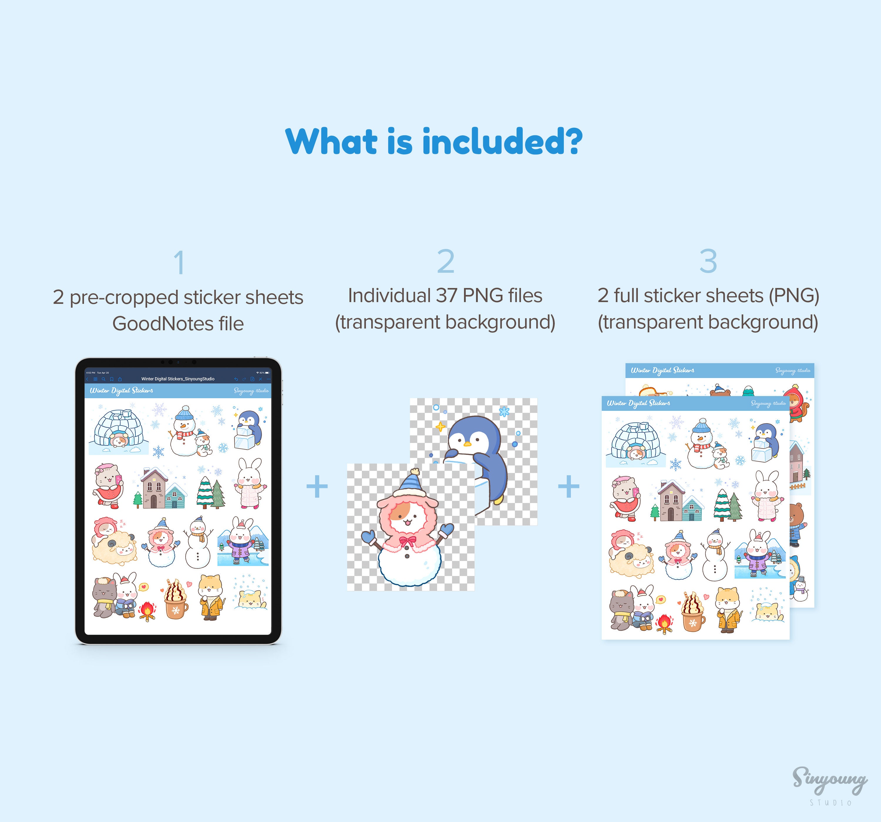 Cute Winter Digital Planner Stickers, Seasonal Goodnotes Sticker Sheet ...