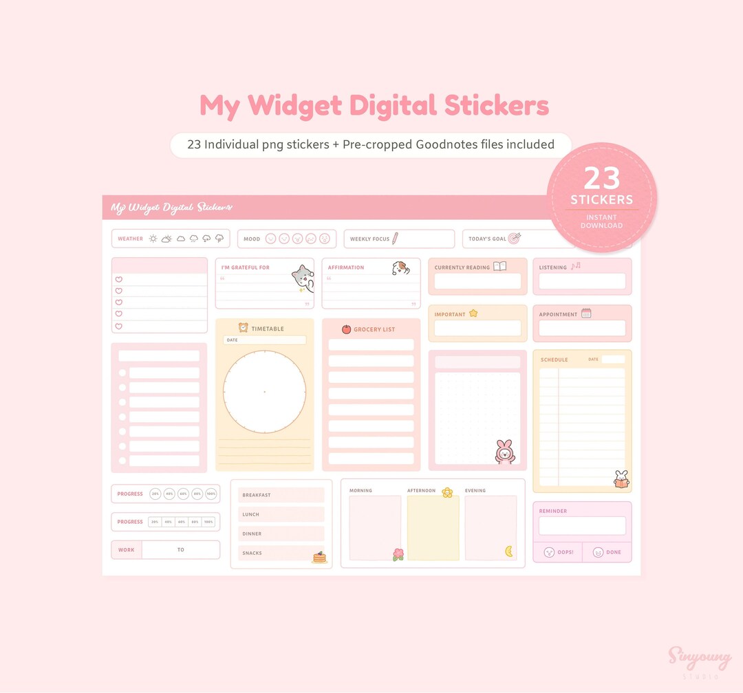 Sticker Widget Cute My Widget Digital Stickers - Etsy