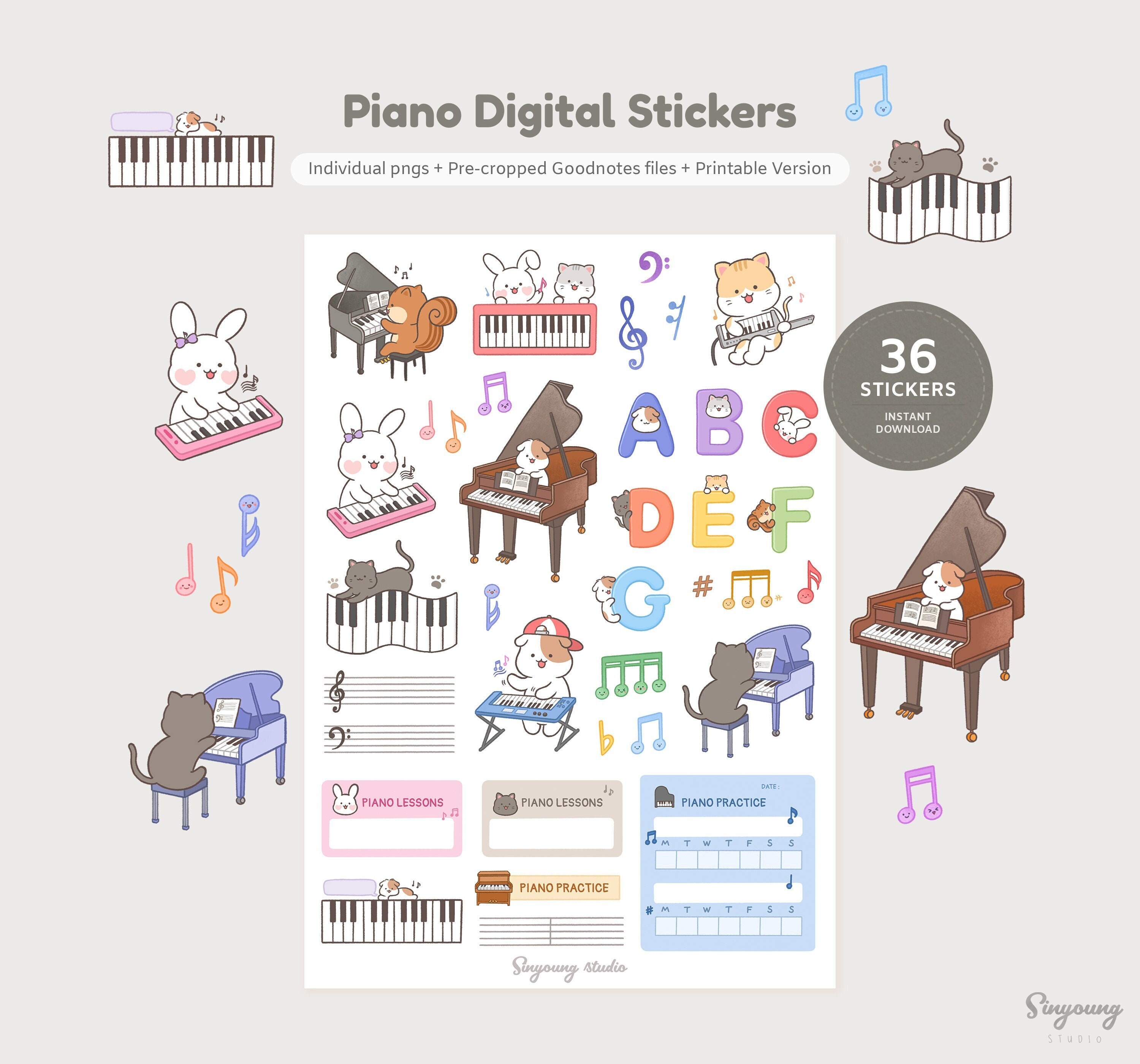 Kawaii Kpop Toploader Deco Sticker Sheet, Strawberry Cake Bakery Shop  Stickers, Guitar Rock Star Frame Deco Stickers, Piano Keyboard Sticker 