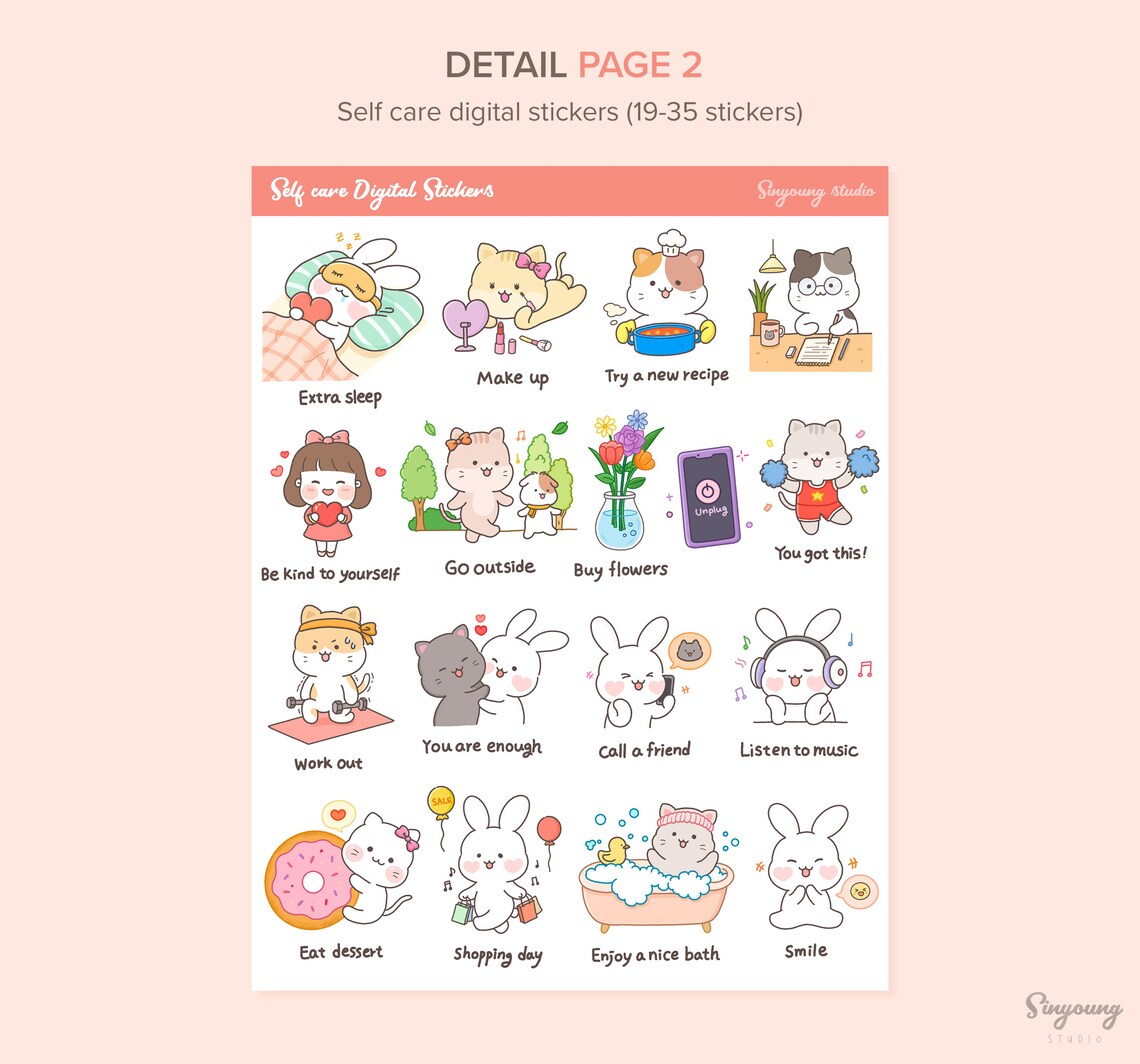Cute Self Care Goodnotes Stickers Skincare Digital Planner - Etsy UK