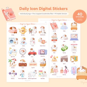 Süße Meerschweinchen Icon Digital Aufkleber | Alltag GoodNotes Aufkleber | Alltags-Stickerbogen