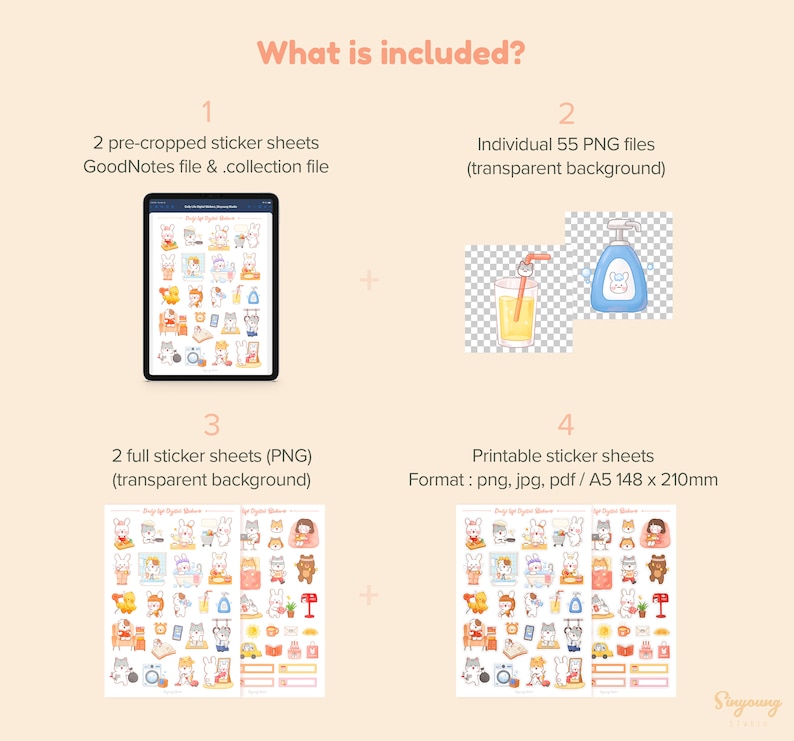 Cute Daily Life Stickers for Digital Planner | Daily Routine Goodnotes ...
