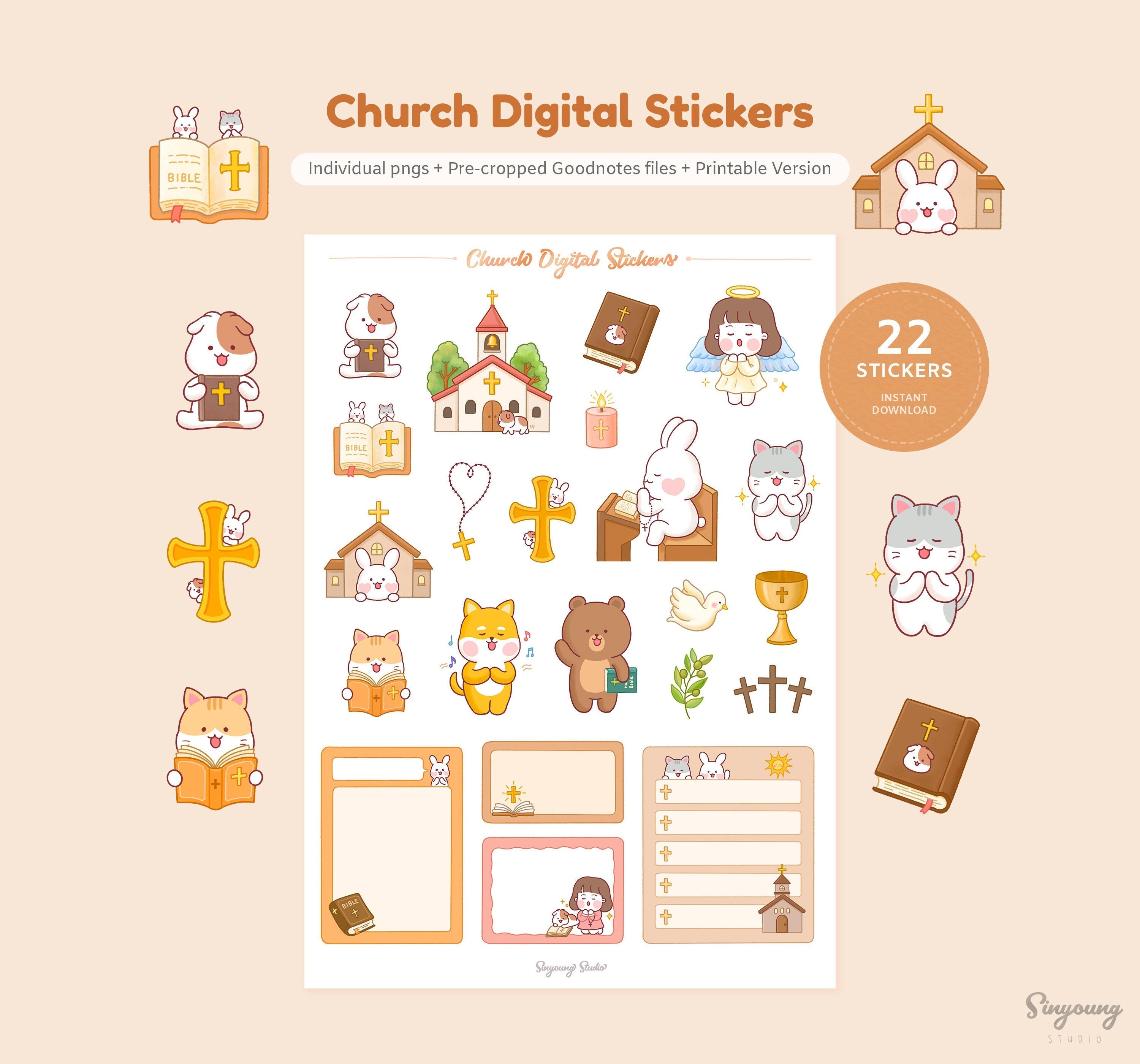 Cute Church Digital Stickers | Go to Church Goodnotes Stickers ...
