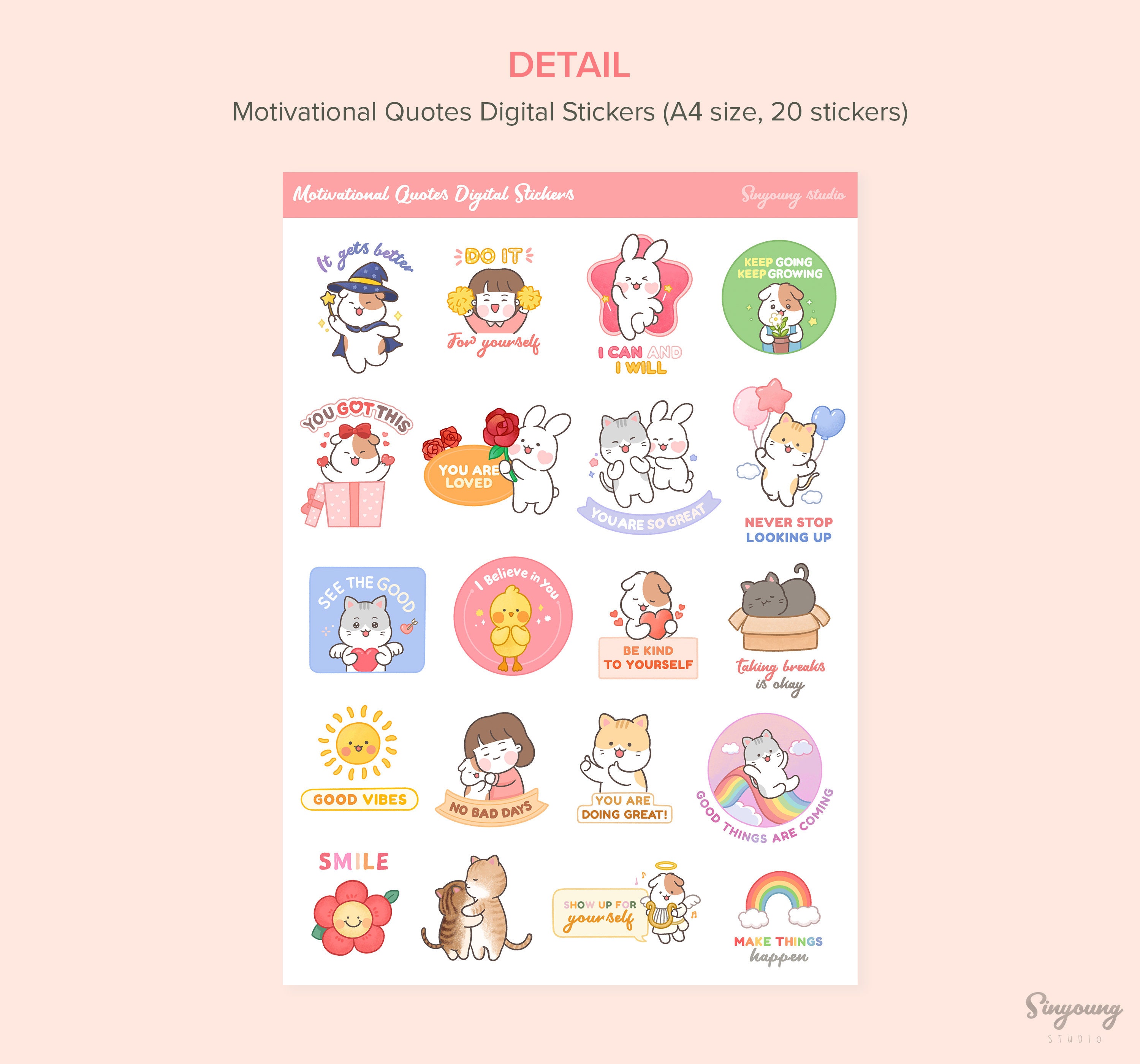 Cute Motivational Quotes Stickers for Digital Planner | Positive ...
