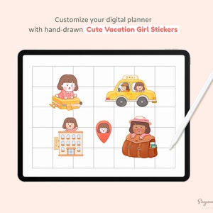 Cute Vacation Girl Digital Stickers | Travel Girl Goodnotes Stickers ...