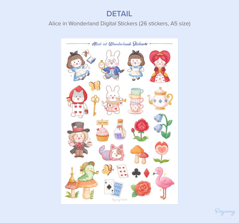 Cute Alice in Wonderland Digital Planner Stickers | Alice Adventure ...