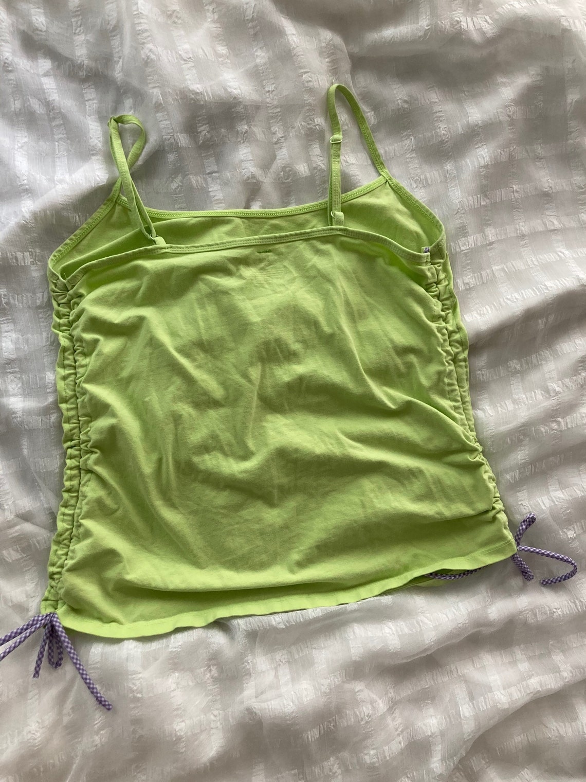 Pastel Green Butterfly Tank Y2k Style Ruched Tank Top Purple | Etsy