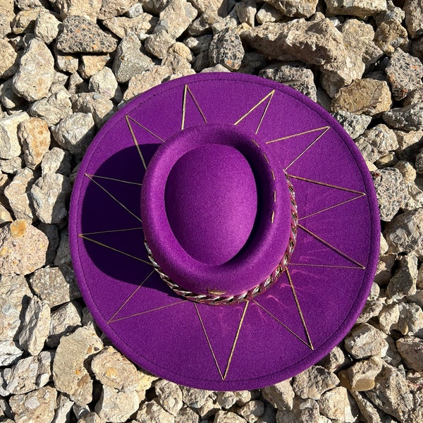 Purple Feather Hat Etsy