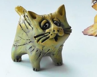 petites figurines chat, chat sculpture, cadeau amoureux des chats, chat en céramique, statue de chat, décor de sculpture, figure de chat, cadeau de chat, cadeaux pour les amoureux des chats