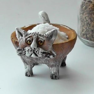 Handmade Cute Cat Figurine - Adorable Cat Themed Gif. Kitty kitchen decor