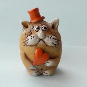 cat figurine, ceramic cat, cat decor, figurines cat, sculpture cat,  cat statue, sculpture decor, cat figure, gifts for cat lovers