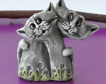 Handmade Cute Cat Figurine - Adorable Cat Themed Gift