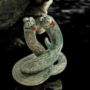 2&quot; Handmade Ceramic Snake Figurine: Customized Reptile Decor